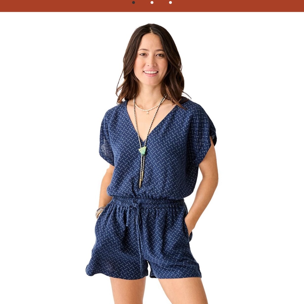 Carve Designs Navy Romper size L